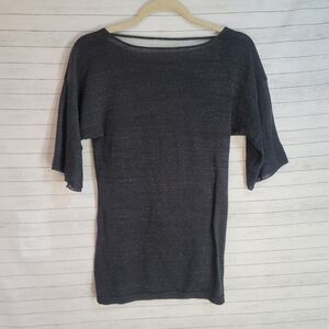 Armani exchange top black subtle glitter sparkle 3/4 sleeves low cut back small
